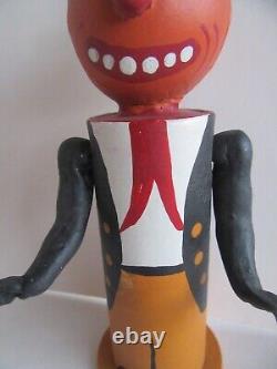 Vintage Germany Halloween Pumpkin Man with Hat & Arms Paper Mache Candy Container