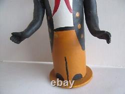 Vintage Germany Halloween Pumpkin Man with Hat & Arms Paper Mache Candy Container