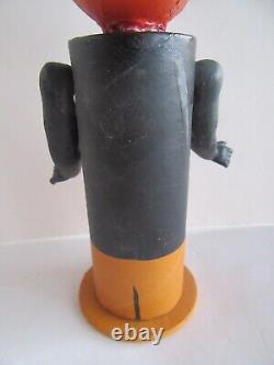 Vintage Germany Halloween Pumpkin Man with Hat & Arms Paper Mache Candy Container