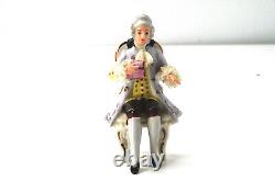 Vintage Germany Lace Miniature 2 Seated Figurines, Man & Women
