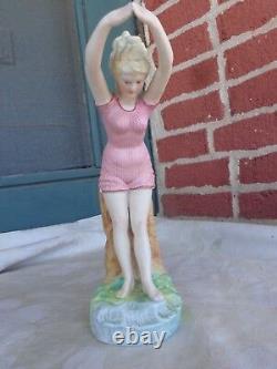 Vintage Germany Lady Diving Bathing Beauty Bisque Figurine Old Estate