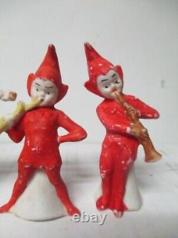 Vintage Germany Porcelain Christmas Snowbaby 4 Piece Elf Band