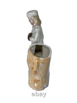Vintage Germany Porcelain Lusterware Snowbaby Girl Muff Figurine