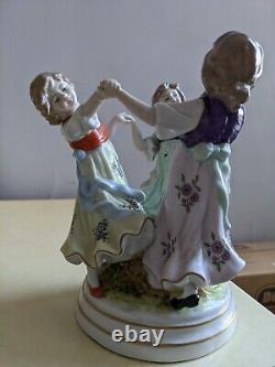 Vintage Germany Scheibe Alsbach Porcelain Figurine Dancing Girls Rare 7 Marked