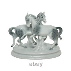 Vintage Gerold Porzellan Bavaria Two Horses Porcelain Figurine Sculpture