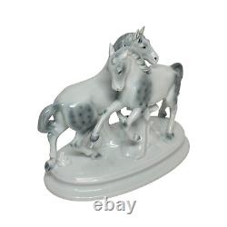 Vintage Gerold Porzellan Bavaria Two Horses Porcelain Figurine Sculpture