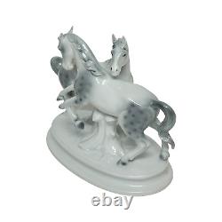 Vintage Gerold Porzellan Bavaria Two Horses Porcelain Figurine Sculpture