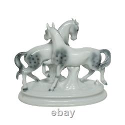 Vintage Gerold Porzellan Bavaria Two Horses Porcelain Figurine Sculpture