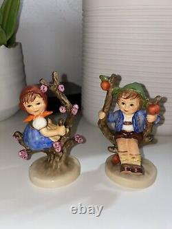 Vintage Goebel Hummel Apple Tree Boy and Girl Figurines W. Germany, VG+