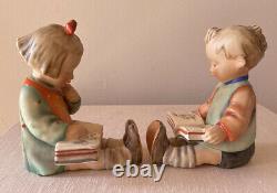 Vintage Goebel Hummel Bookworm Boy Girl Set 14a/14b Tmk-2 Bookends 5.5old Mark