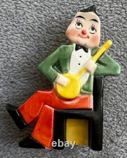 Vintage Goebel Jazz Band Man Place Card Holder Bud Vase Figurine Banjo