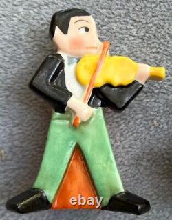 Vintage Goebel Jazz Band Man Place Card Holder Bud Vase Figurine Violin