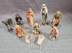 Vintage Goebel Nativity Figurine Set W Germany 10 Pieces with Rare Angel Figure