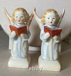 Vintage Goebel Pre-hummel Angels Kneeling Singing Porcelin Figurines Early Mark