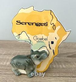 Vintage Goebel Serengeti Shield Hippo & Hippopotamus Porcelain Figurines Set