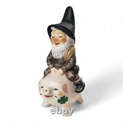 Vintage Goebel's Co-Boy Porcelain Gnome Chuck Riding Lucky Pig W. Germany 1986