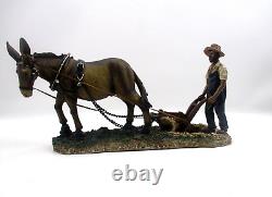 Vintage Heidelberg Haus Germany Farmer Plowing With Mule Figurine Folk Art