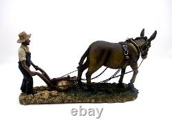 Vintage Heidelberg Haus Germany Farmer Plowing With Mule Figurine Folk Art