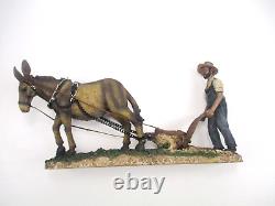 Vintage Heidelberg Haus Germany Farmer Plowing With Mule Figurine Folk Art