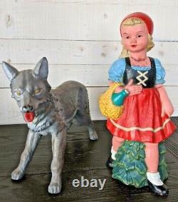 Vintage Heissner Large Figurine Red Riding Hood & Wolf 483