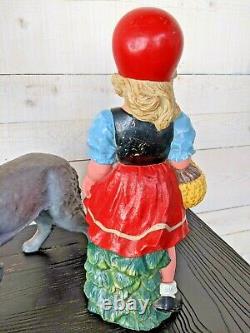 Vintage Heissner Large Figurine Red Riding Hood & Wolf 483