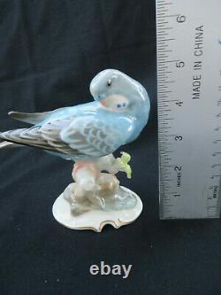 Vintage Hutschenreuther Karl Tutter Blue Parakeet / Budgie Bird Figurine 5 H