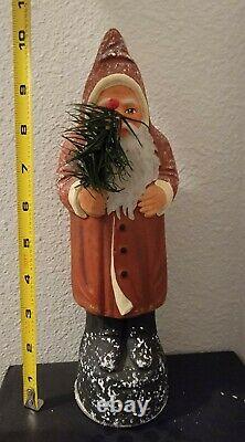Vintage Ino Schaller 10 Santa Claus Figurine Paper Mache Holly Berry W Germany