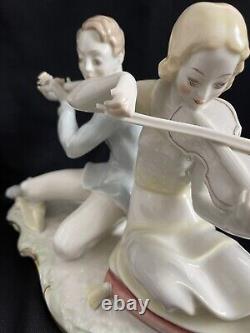 Vintage LARGE Hutschenreuther Porcelain Figurine Sonata Signed Carl Werner