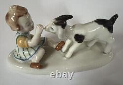 Vintage Metzler Ortloff Rare Porcelain Goat Girl Figurine 4 Germany