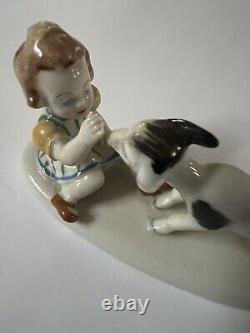 Vintage Metzler Ortloff Rare Porcelain Goat Girl Figurine 4 Germany