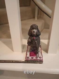 Vintage Nymphenburg Gray Poodle, Sitting, Mid Century Modern