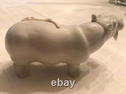 Vintage Nymphenburg White Bisque Porzellan Porcelain Hippopotamus Figurine RARE