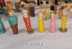 Vintage Old Antique Made in Germany Wooden Figurines 1 to 2 Figures Houses