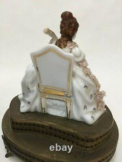 Vintage Pair European Germany Musician Porcelain Figurine withBrass Base Stand