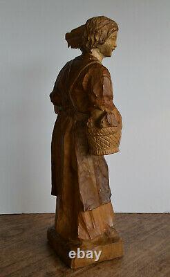 Vintage Peasant Figurine Hand Carved 19