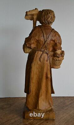 Vintage Peasant Figurine Hand Carved 19