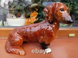 Vintage Porcelain Figurine Figure Dachshund Dog Statue Goebel Germany Deco