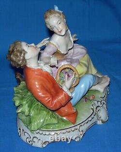 Vintage Porcelain Figurine Group of Two Young Lovers, Germany