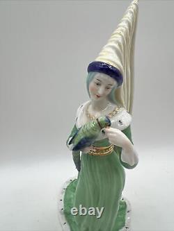 Vintage Porcelain Medieval Queen With Parrot By Dressel Kister & Cie Passau 10