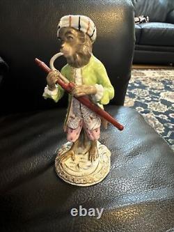 Vintage Porcelain Monkey Band Rare Quality Player Figurine Cute Great Gift Flute