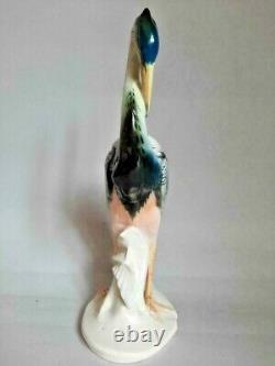 Vintage Porcelain figurine KARL ENS marked Birds heron Germany Rare special gray