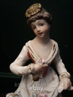Vintage Porcelain figurine from Germany Hand Carved woman 20 CM