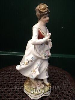 Vintage Porcelain figurine from Germany Hand Carved woman 20 CM