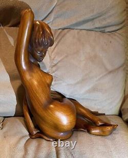 Vintage RS Raumschmuck Wood Nude Lady Figurine #1282 15 W. Germany MINT