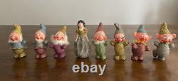 Vintage Rare Putz Glitter Snow White Seven Dwarfs Christmas Candy Container