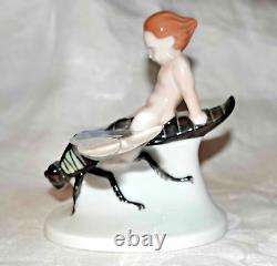 Vintage Rosenthal A. Caasmann Ground Fairy Riding on a Dragonfly Figurine