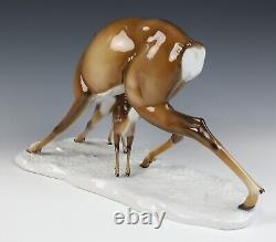 Vintage Rosenthal Large Deer Nursing Fawn Figurine Roehring German Porcelain