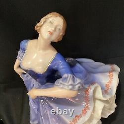 Vintage Rosenthal Porcelain Figurine Lady Dancing 8.5 Blue Dress Ballroom