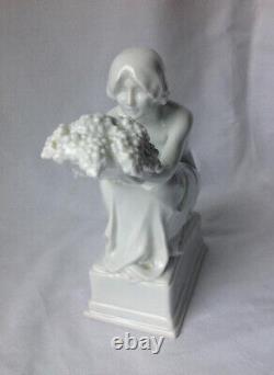 Vintage Rosenthal Porcelain Figurine Sitting Girl Glazed Statue Art Deco