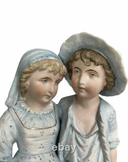 Vintage Rudolstadt Germany Porcelain Bisque Figurine Boy & Girl